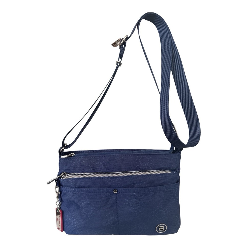 Beside-U Blue Nylon Multi-Pocket Crossbody Bag Small Travel Purse RFID-Ready